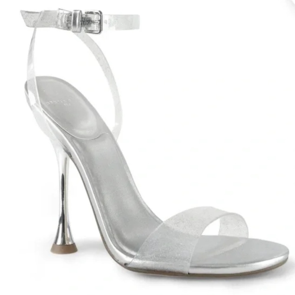 🌸MARC FISHER🌸 Calisty Silver Metallic Clear Strappy High Heel Sandals Size: 9M